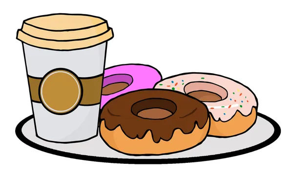 Koffiekopje met donuts — Stockfoto