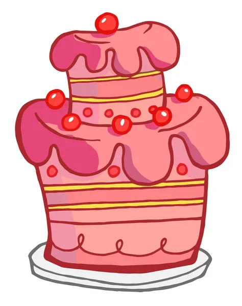 Torta Compleanno Rosa Con Ciliegie — Foto Stock
