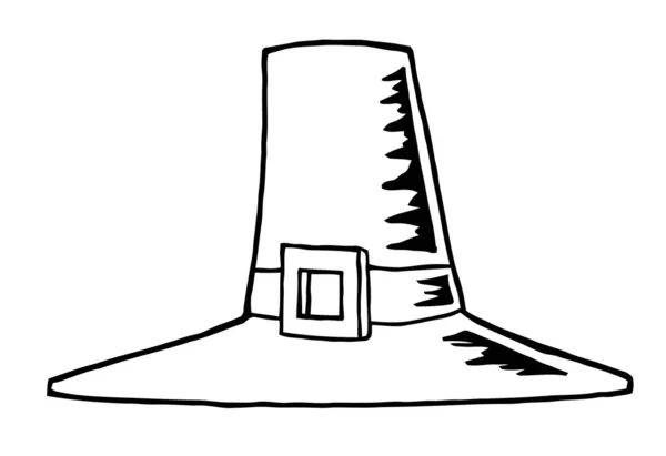 Забарвлення Сторінка Структура Талль Пілігрим Капелюх Пряжкою — стокове фото