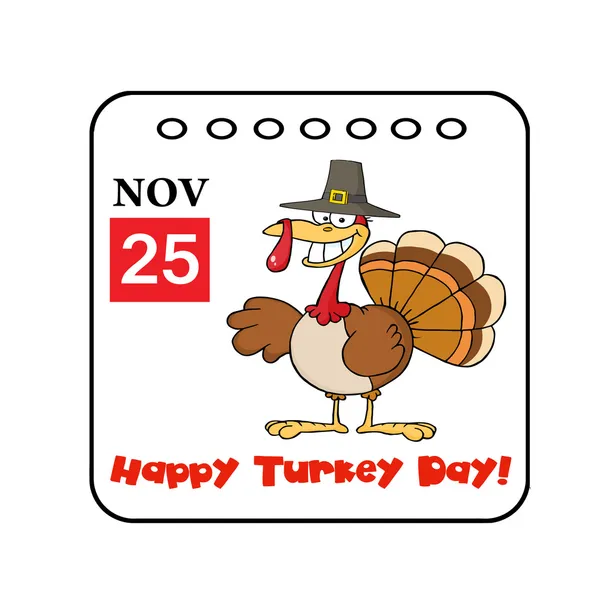 Happy Turkiet Day November Kalender Med Turkiet Fågel — Stockfoto