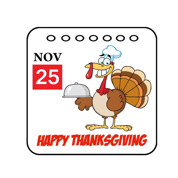 Zadowolony Święto Dziękczynienia Listopada Kalendarz Ptakiem Turcja — Zdjęcie stockowe
