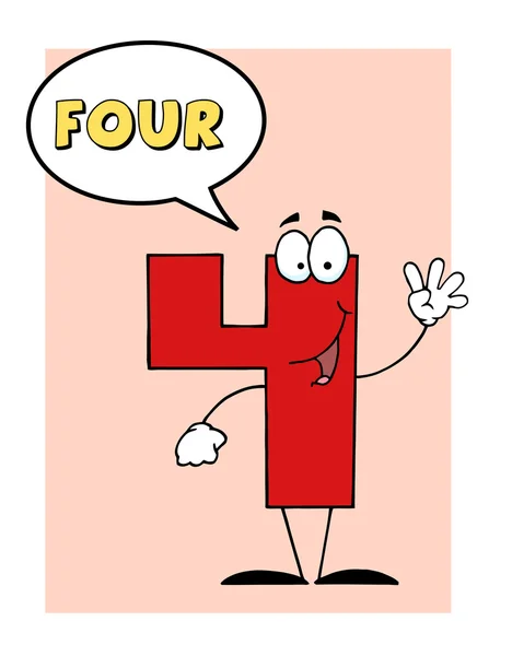 Number 4 Four Guy With Speech Bubble — Stock Photo, Image