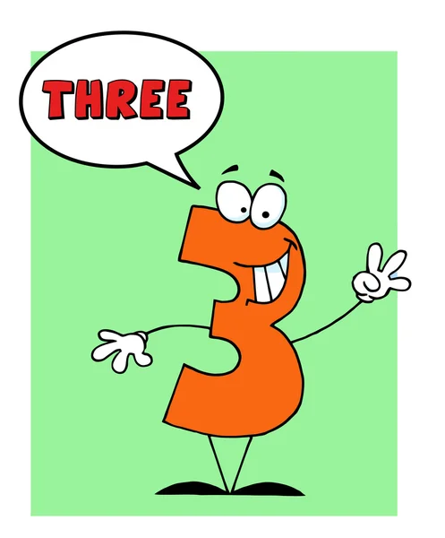 Number Three Character Word Balloon Green — Stock Photo, Image