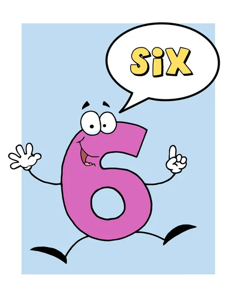 Número 6 Seis Cara com bolha de fala — Fotografia de Stock