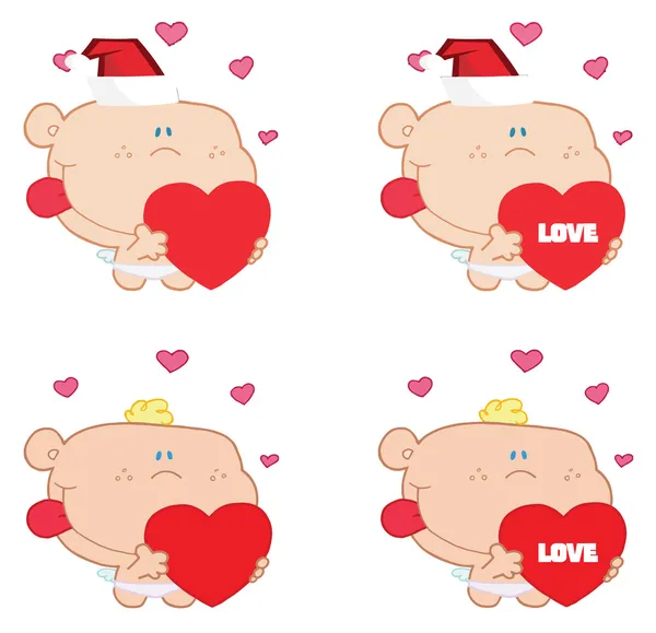 Digitale collage van Cupido houden hart — Stockfoto