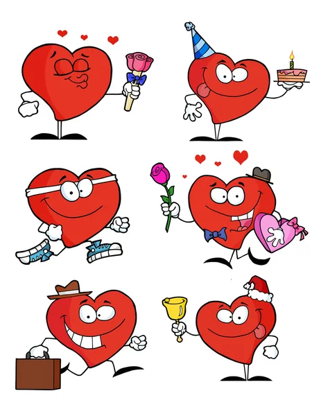 Corazón Rojo Colección Personaje Dibujos Animados —  Fotos de Stock