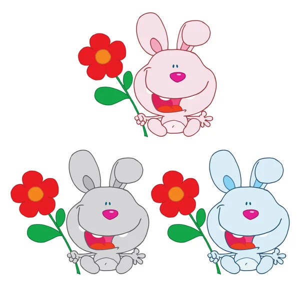 Kaninchen mit einer Blumensammlung — Stockfoto