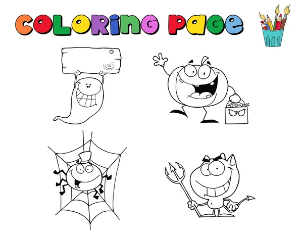 Halloween Character Coloring Page Outlines — Stock Photo, Image