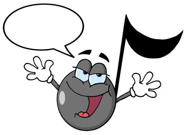 Nota Musical Personaje Dibujos Animados Cantando Con Burbuja Del Habla — Foto de Stock