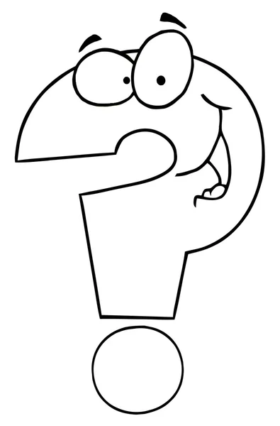 Outlined Question Mark Cartoon Character — Stockfoto