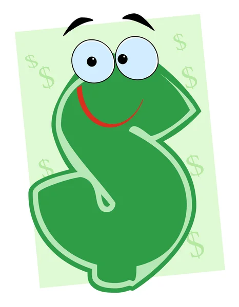 Πράσινο χαρακτήρα κινουμένων σχεδίων Δολάριο — Φωτογραφία Αρχείου