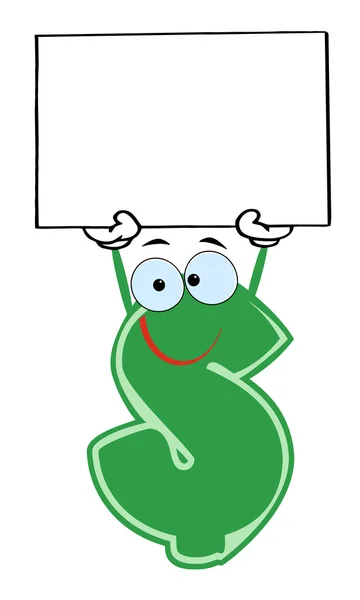 Happy Dollar Cartoon Character Holding A Blank — Stock Photo, Image