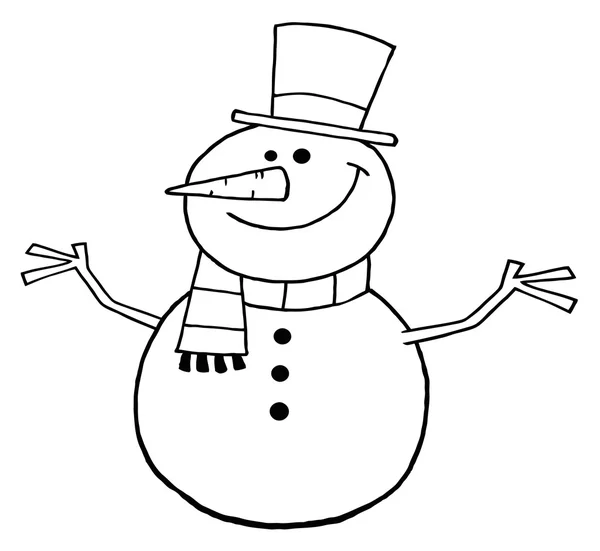 Outlined Happy Snowman — Stock Photo, Image