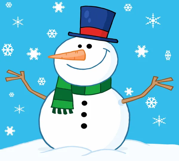 Vriendelijke Sneeuwpop Sneeuw — Stockfoto