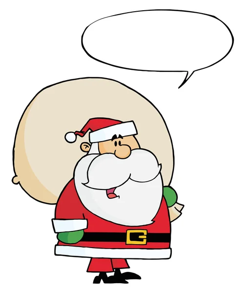 Santa Claus Carrying Toy Sack Speech Bubble — Stock Photo, Image