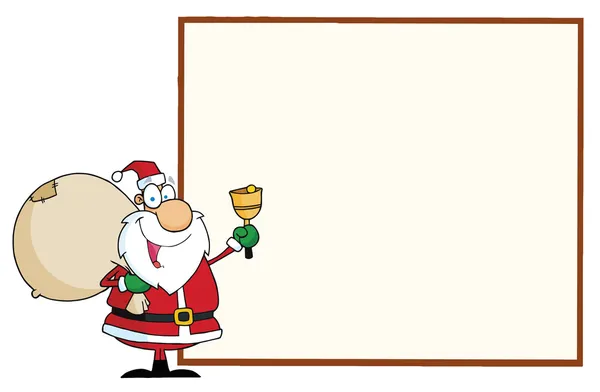 Glücklicher Weihnachtsmann mit leerem Schild — Stockfoto