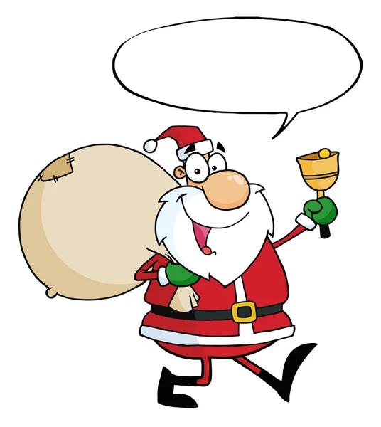 Der Weihnachtsmann läutet eine Glocke mit einem Wortballon — Stockfoto