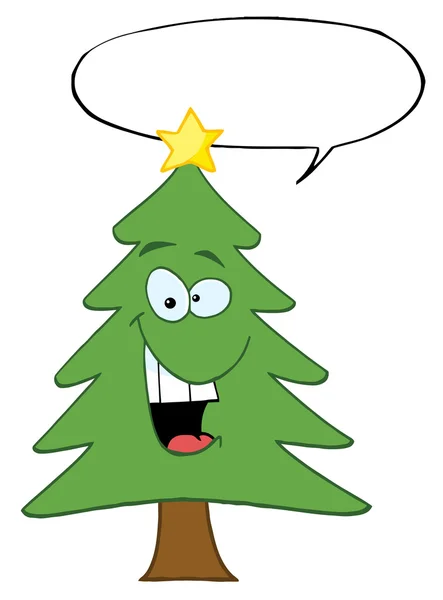 Karikatür Noel Ağacı Ile Konuşma Balonu — Stok fotoğraf
