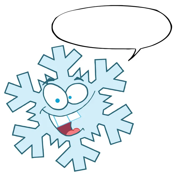 Cartone Animato Fiocco Neve Personaggio Con Bolla Discorso — Foto Stock