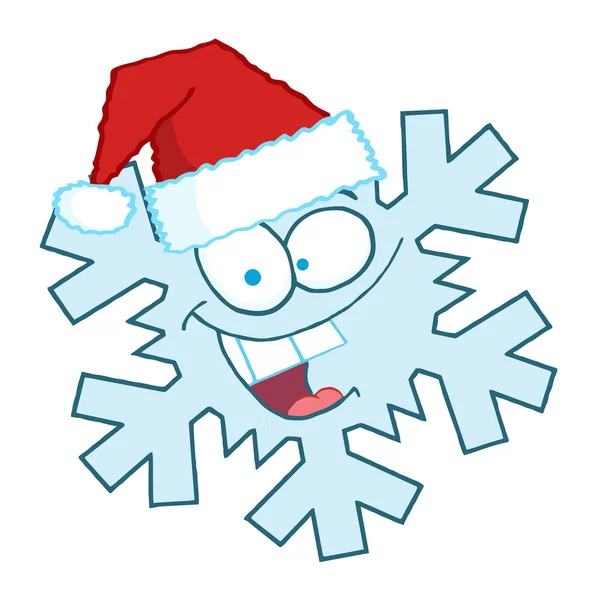 Gelukkig sneeuwvlok karakter dragen een kerstmuts — Stockfoto