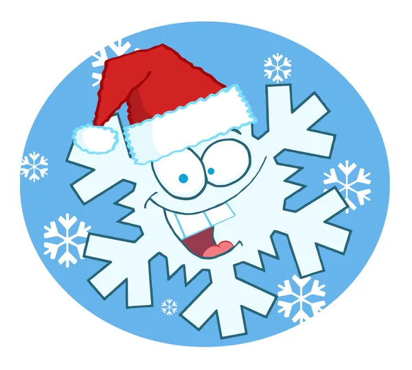 Schneeflockenfigur mit Weihnachtsmütze — Stockfoto