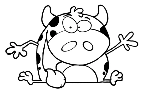 Zarys happy krowa macha — Zdjęcie stockowe