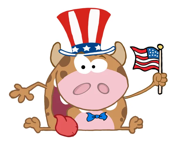 Caractère patriotique de dessin animé veau — Photo
