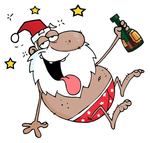 Babbo Natale Afroamericano Ubriaco — Foto Stock