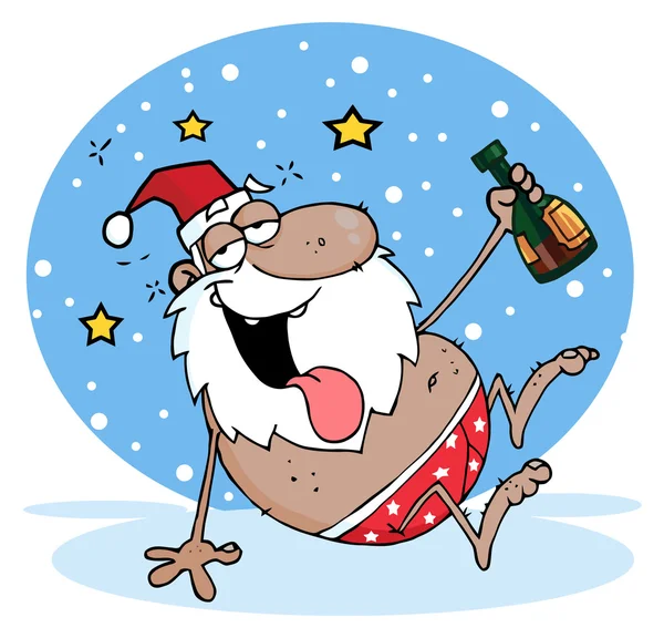 Betrunkener schwarzer Weihnachtsmann — Stockfoto