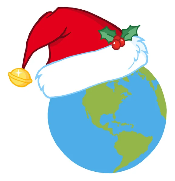 在地球上的圣诞老人帽子 — 图库照片