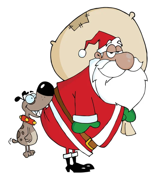 Pes Kouše Afroamerické Santa Claus — Stock fotografie