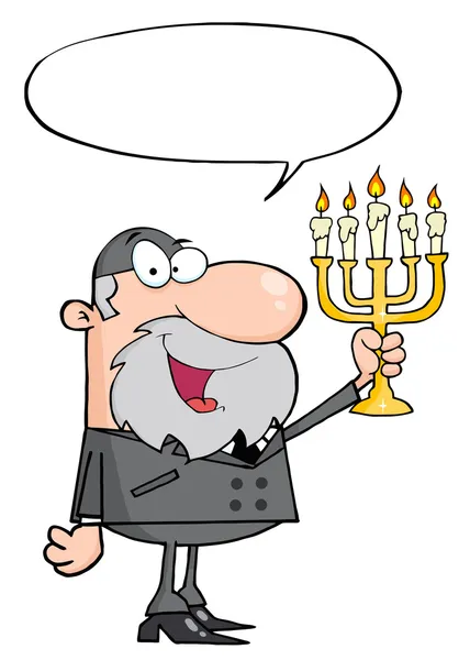 Rabbi Ember Feltartotta Menorah Egy Szóval Léggömb — Stock Fotó
