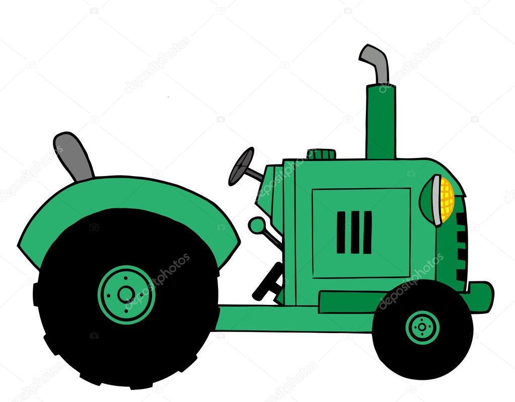 Illustration of a Green Farm Tractor