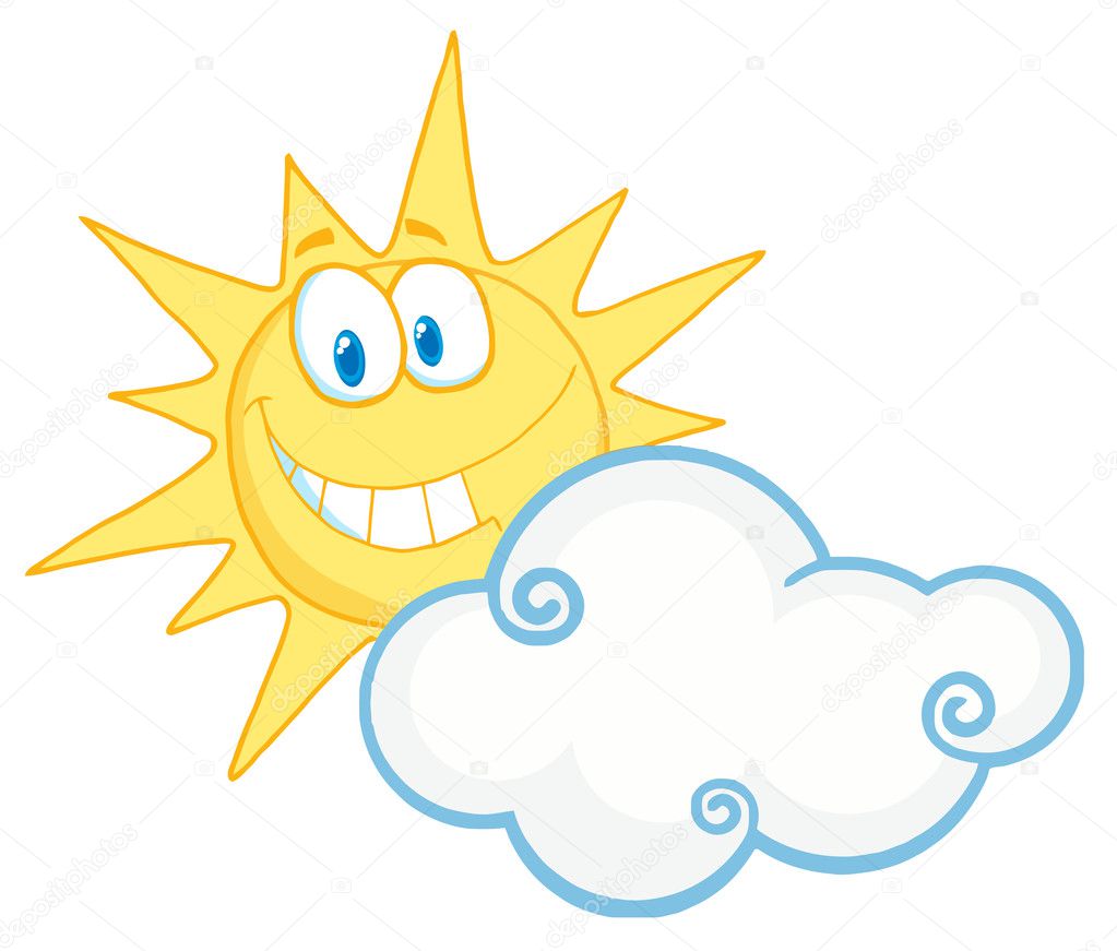 Sunny Face Smiling Behind A Cloud — Stock Photo © HitToon #4724753