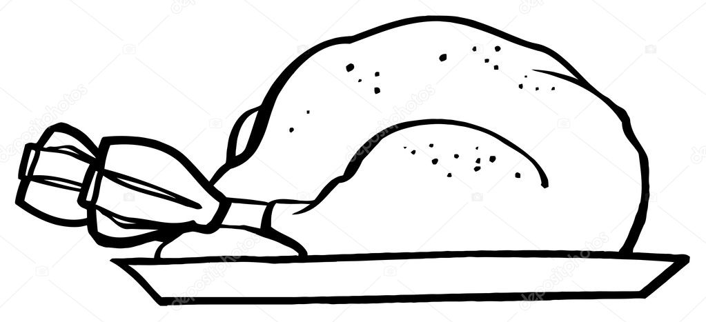 Outlined Roasted Turkey On A Tray