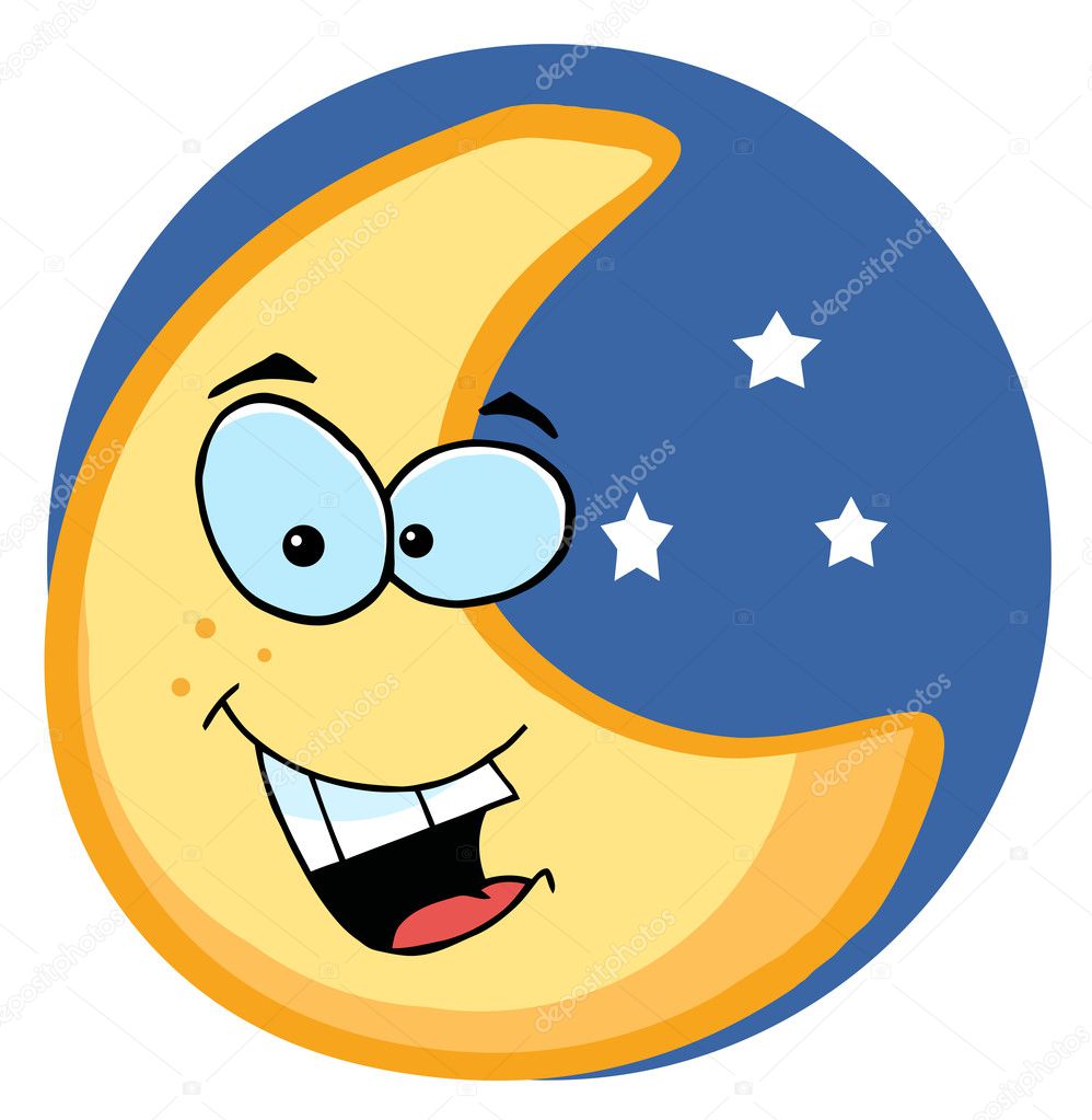 cartoon illustrations of smiling moon | 图库照片 08 hittoon