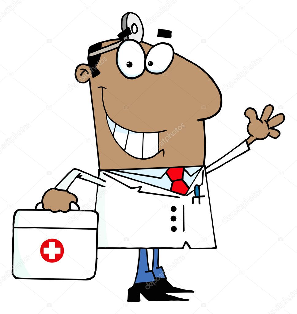 African American Doctor Man Carrying His Medical Bag — Stock Photo