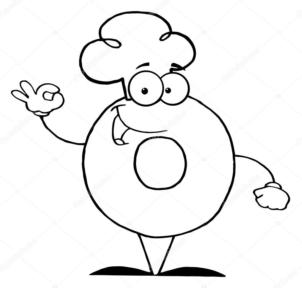 Download Outlined Friendly Donut Cartoon Character — Stock Photo ...