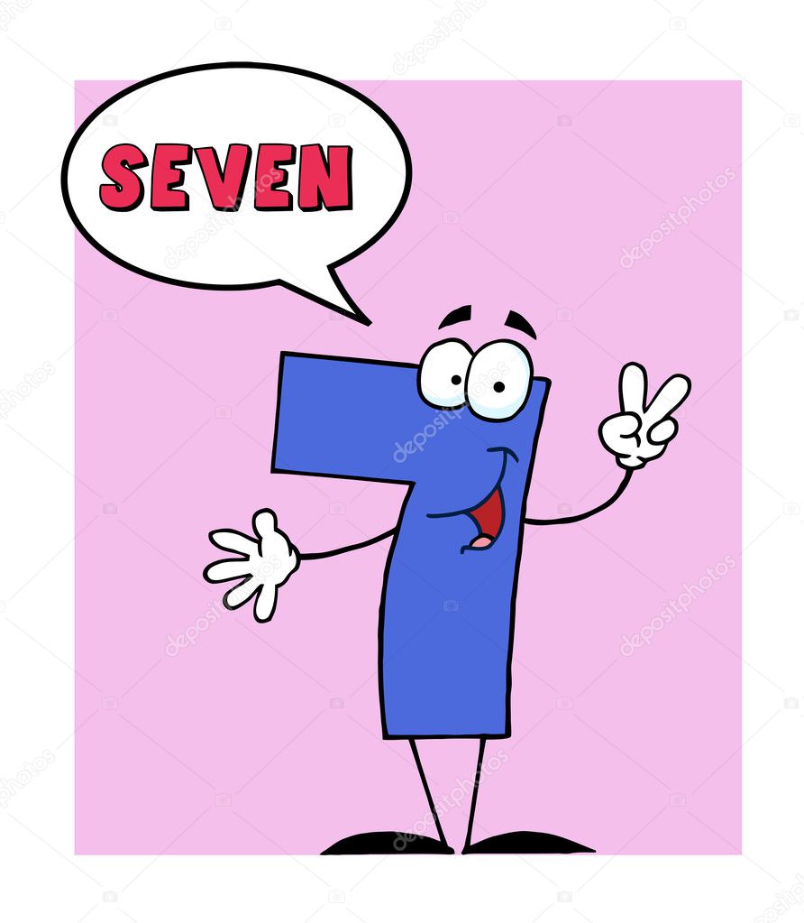 Number 7 Seven Guy With Speech Bubble — Stock Photo © HitToon #4727589