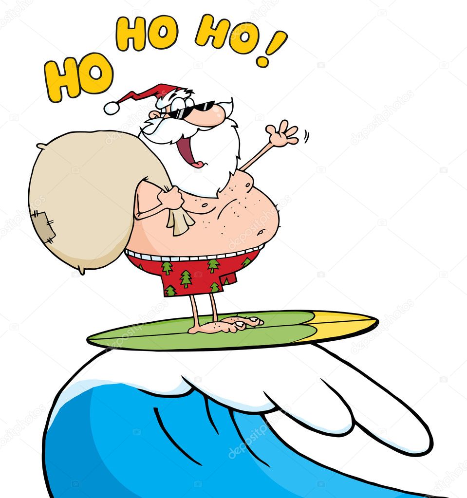 Santa Claus Surfing