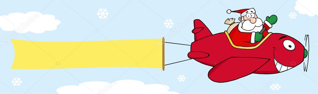 Santa Flying A Plane Banner