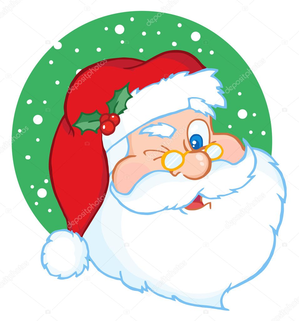 Santa Winking Over A Green Snow Circle — Stock Photo © HitToon #4728073