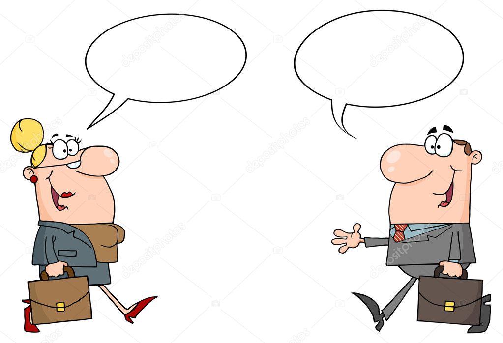 Business Meeting Between A Woman And Man With A Word Balloon