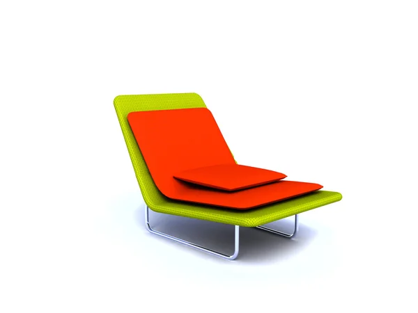 Zielony Fotel Czerwonym Pilliows — Zdjęcie stockowe