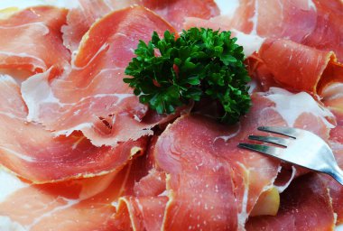 Serrano ham with parsley clipart