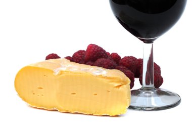 French cheese, raspberry and red wine clipart