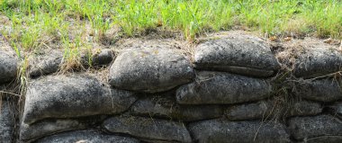 Trench from World War I, relic, fossilized sandbags, Diksmuide, Flanders, background clipart