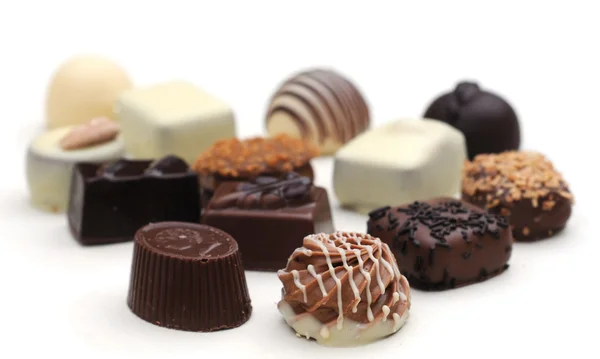 stock image Belgian chocolates on white