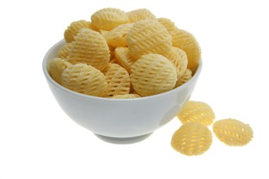 Potato peleti chips isolated on white clipart