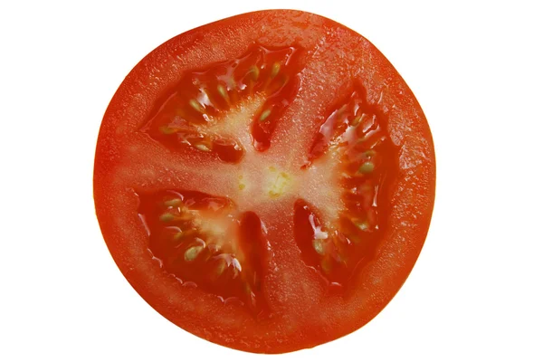 Röd tomat skivor isolerad på vit bakgrund — Stockfoto